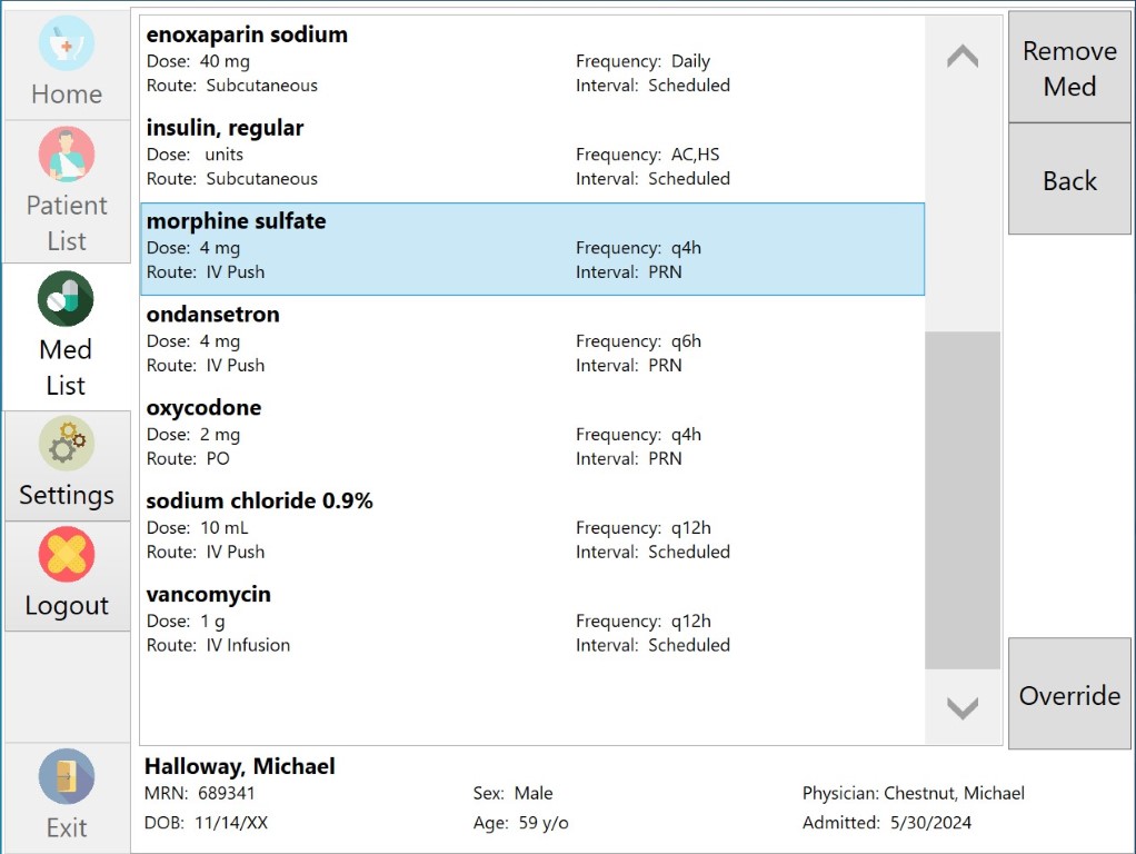 Picture of the Marsupial Pharmacy medication selection screen.